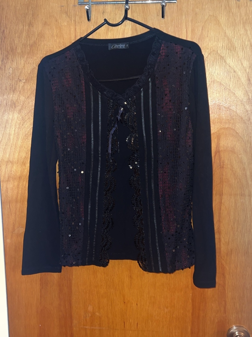 Vintage Barbara Beaded Black Evening Cardigan size 2xl